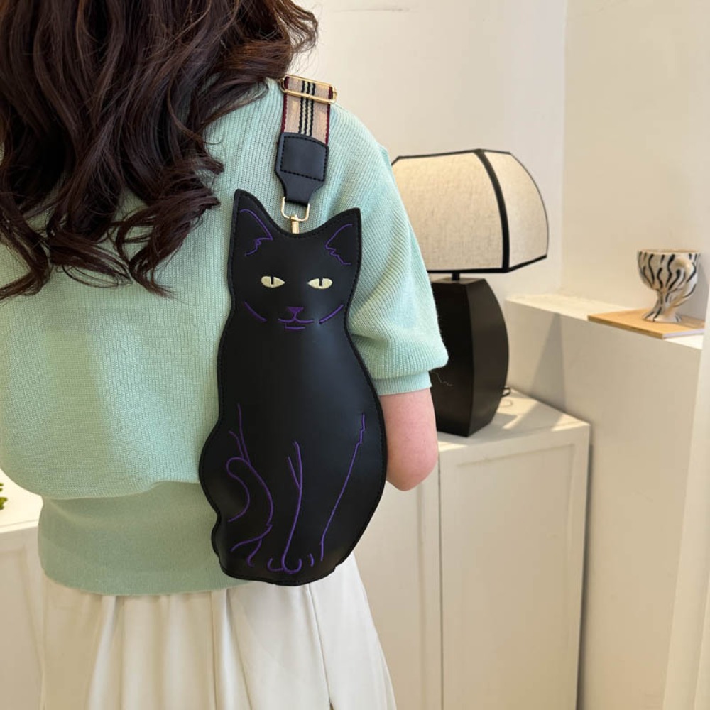 Luxury Bags Cute - 女性用キュートな猫柄ショルダーバッグ 2025 レディース 面白いクロスボディ ウエストバッグ チェストバッグ