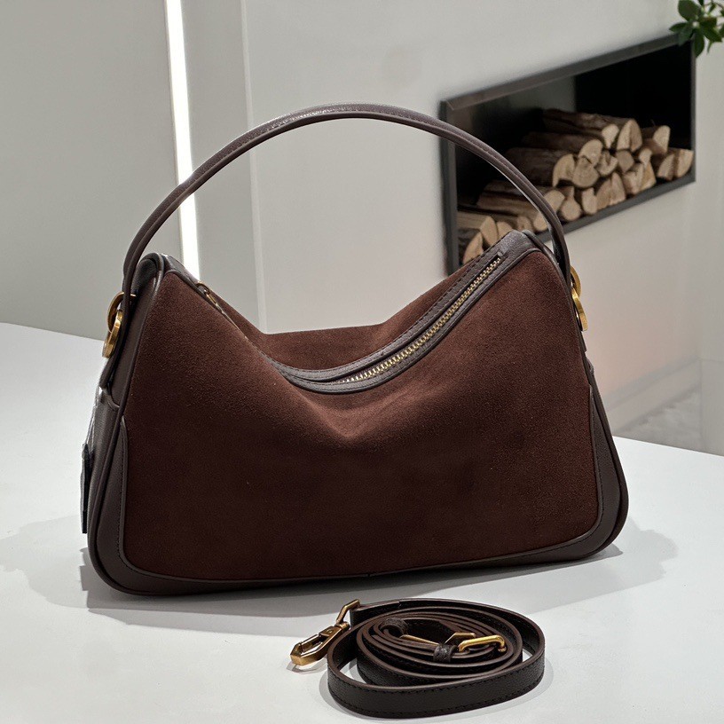 Luxury Bags On Sales - 女性の本革ハンドバッグスエードバッグショルダーバッグレトロ大容量牛クロスボディバッグハンドバッグ高級ブランドバッグ販売中
