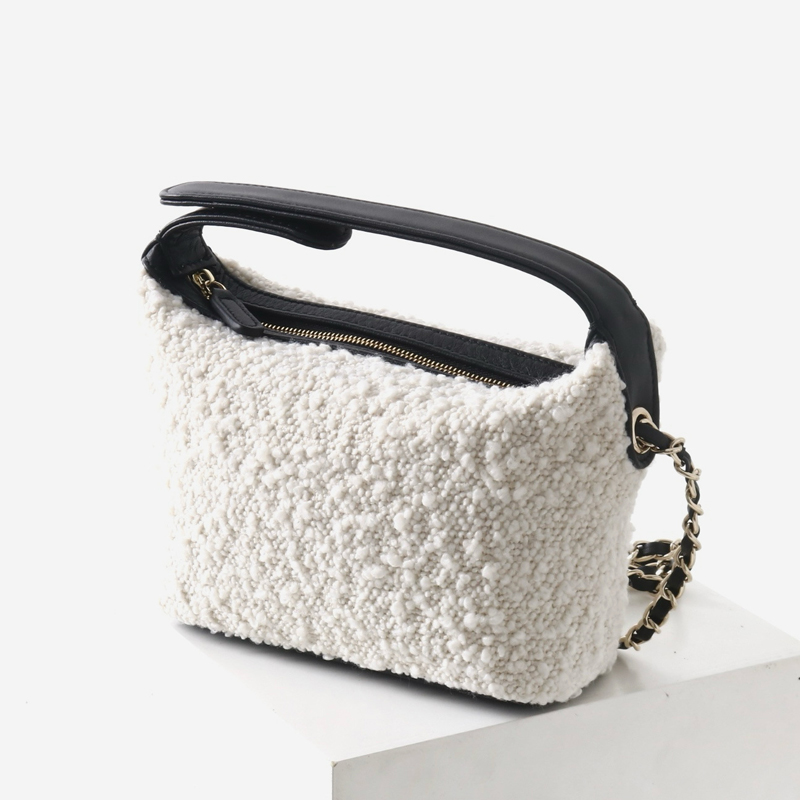 Luxury Bags Leather - レザークラシックミニホーボスバッグ女性のための高級デザイナーハンドバッグ財布 2026 新しいウール牛革ハンドルチェーンストラップショルダー