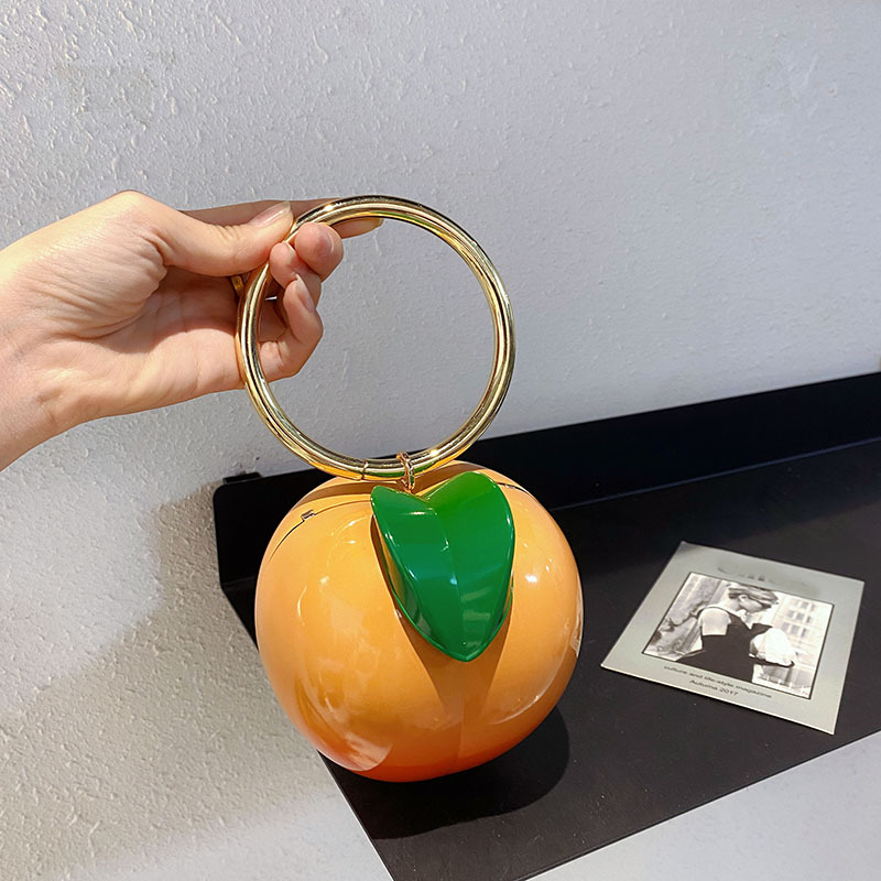 新しい黄色の桃のデザインの女性のハンドバッグアクリルボックス - Luxury Bags Cute のレビューと価格