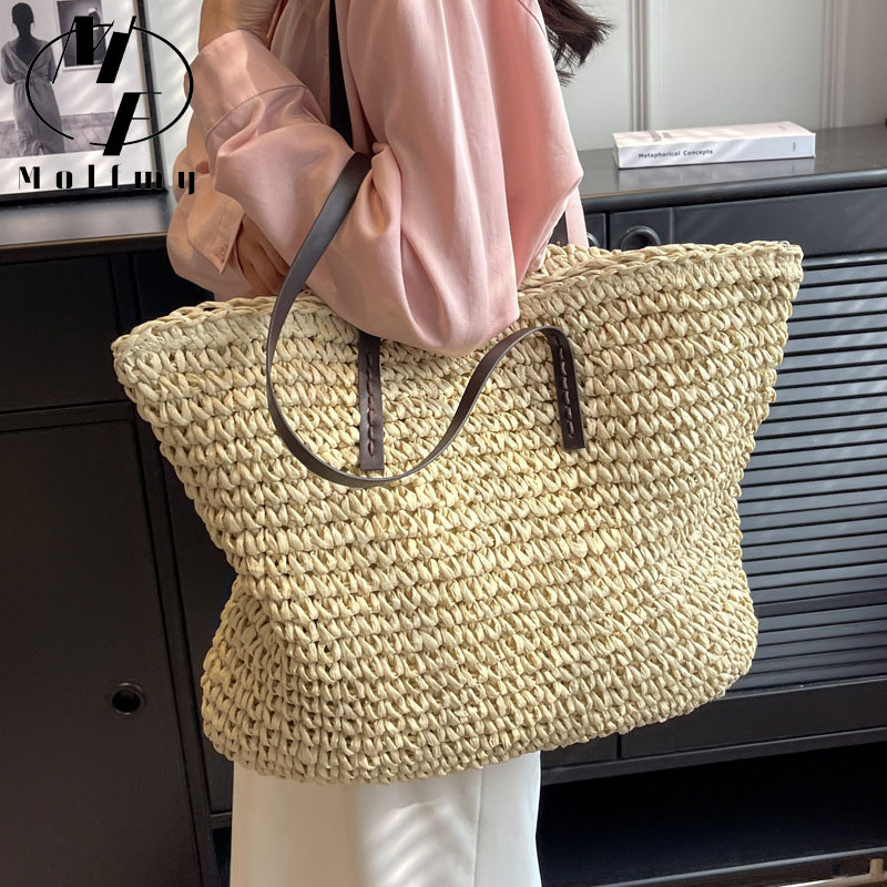 麦わら織りトートバッグ カジュアル 大容量 高級感 デザイン - Luxury Bags Tote のレビューと価格