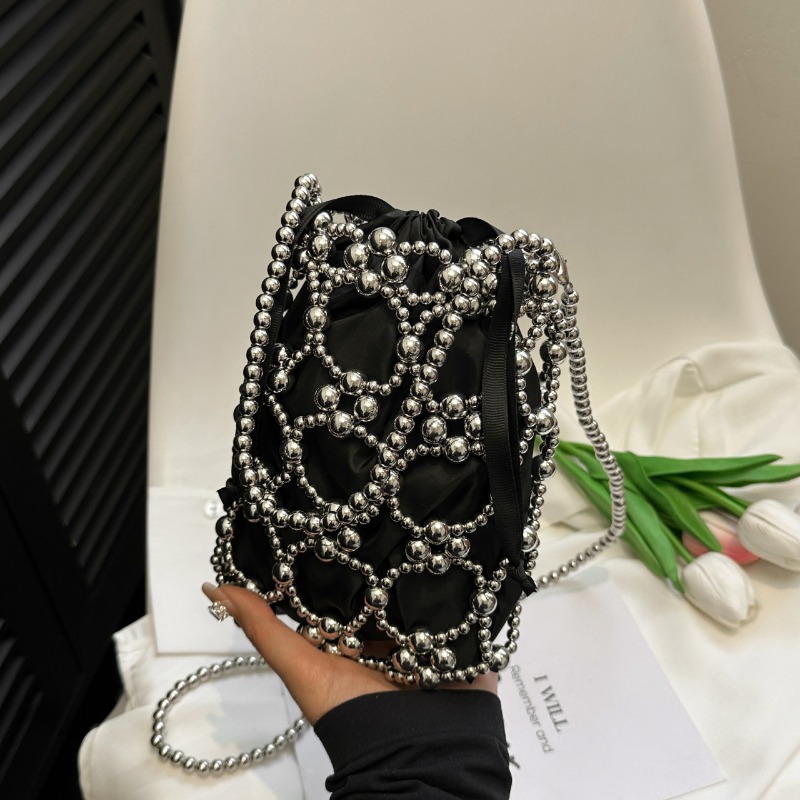 ホワイトビーズバケットショルダー＆クロスボディバッグ、高級感 - Luxury Bags On Sales のレビューと価格
