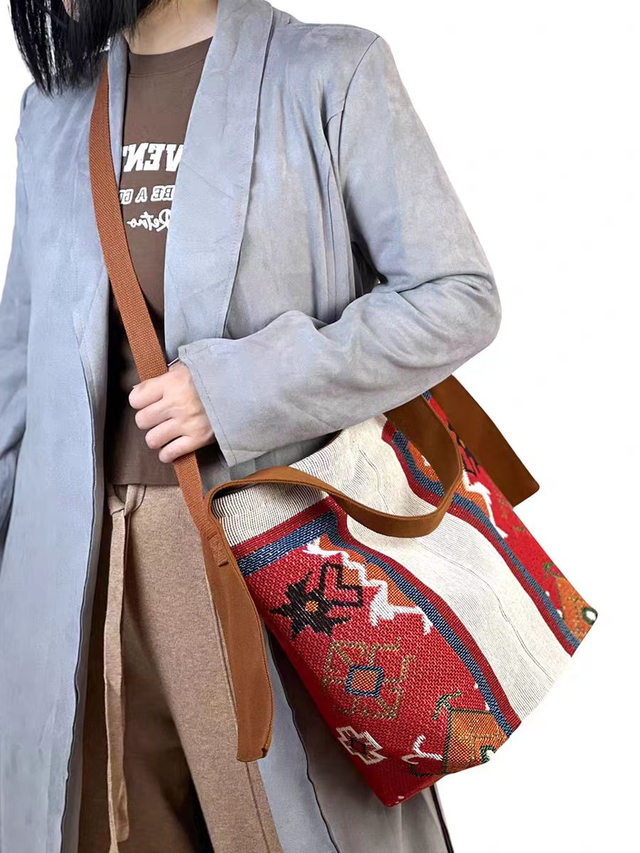 高級女性バッグオリジナル両面刺繍キャンバスショルダーバッグボ - Luxury Bags On Sales のレビューと価格