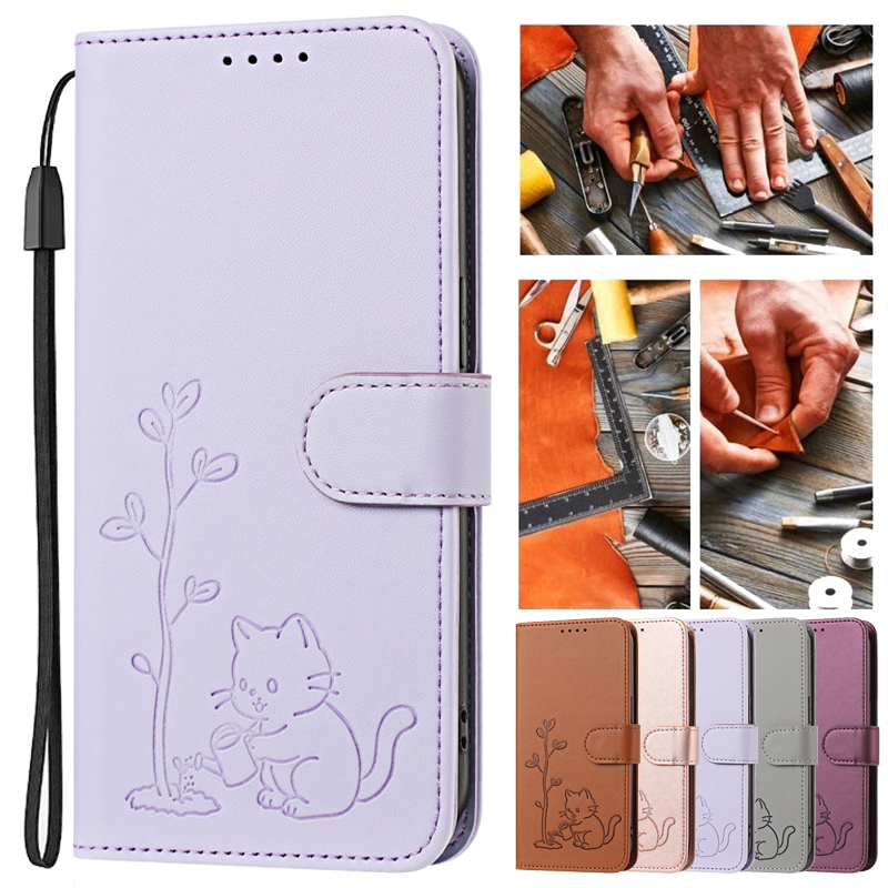 「猫と木」柄のレザー製スマートフォンケース。Tecno Sp - Luxury Bags Kl のレビューと価格