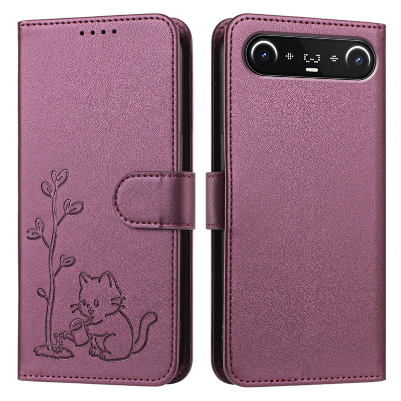 「猫と木」柄のレザー製スマートフォンケース。Tecno Sp - Luxury Bags Kl のレビューと価格
